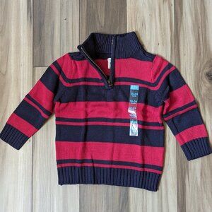 NWT The Children's Place Boys Knit Pullover Sweater Red Striped Cardigan…